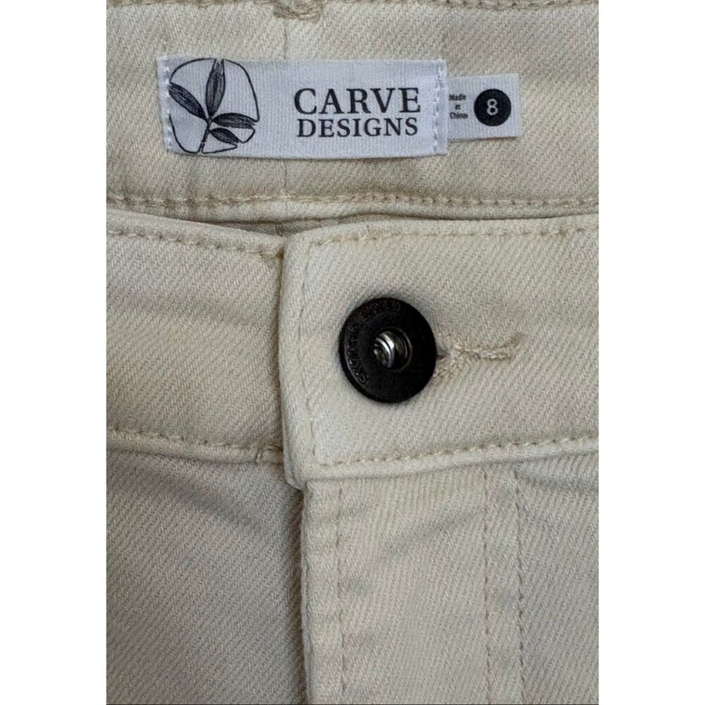 Carve Designs Carson Jeans Cream / Ecru Denim Size 8 Raw Hem Boyfriend Style - Picture 4 of 9
